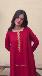 Classic Red Embroidered 3-Piece Suit