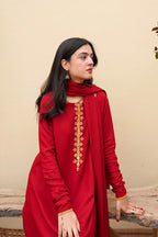 Classic Red Embroidered 3-Piece Suit