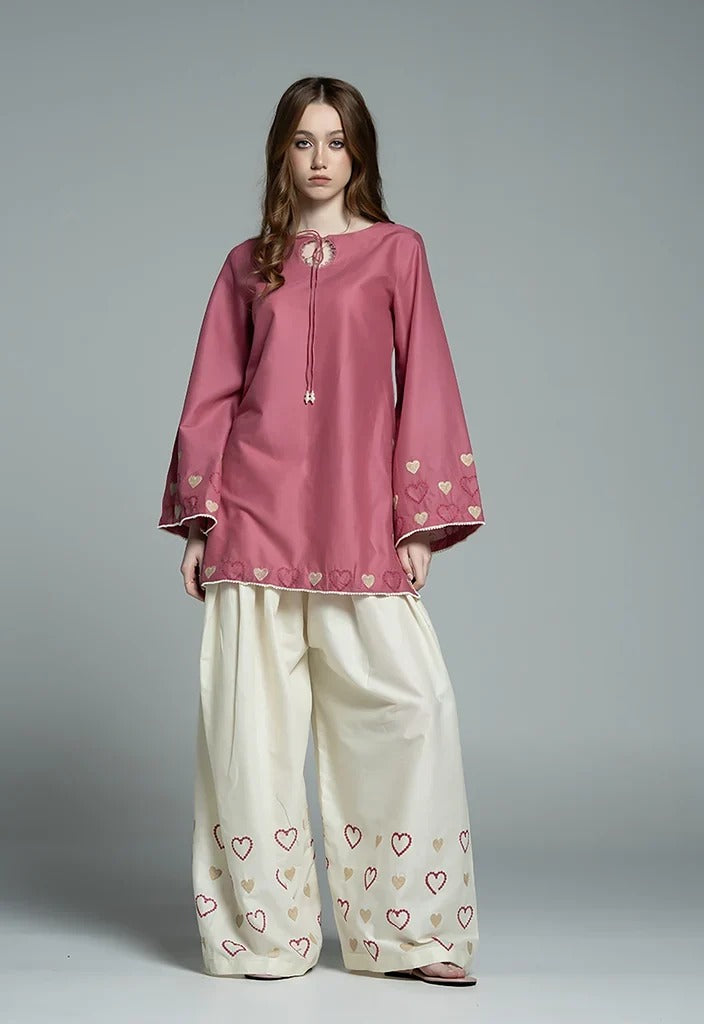 Rose Pink Embroidered 3-Piece Suit
