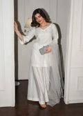 Blush Pink Silk 3-Piece Suit with Organza Dupatta