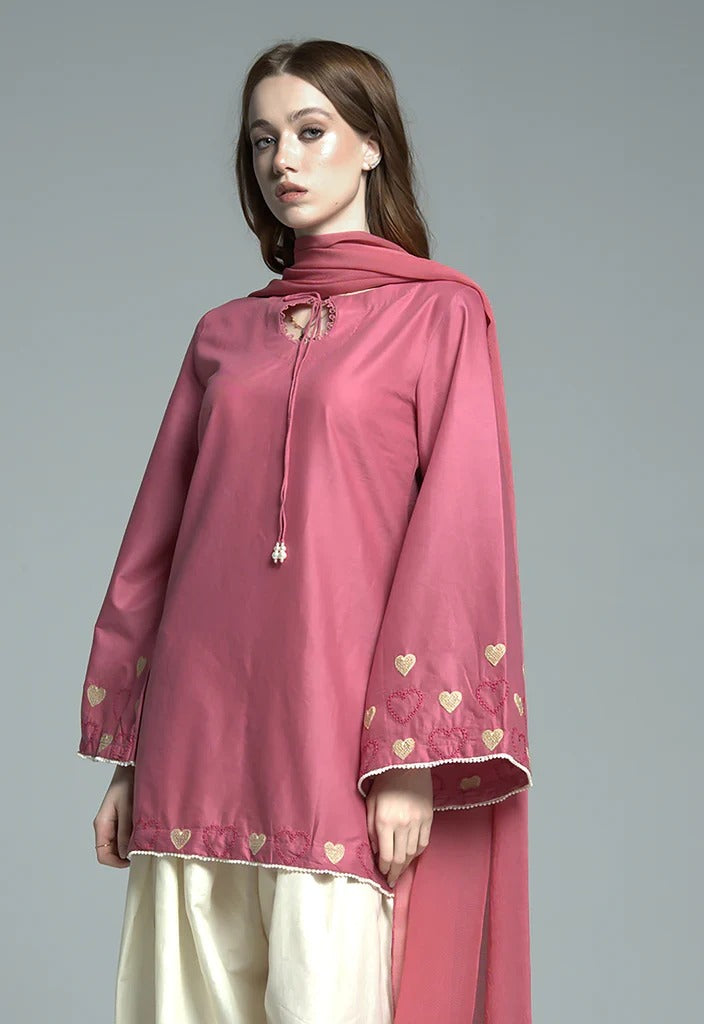 Rose Pink Embroidered 3-Piece Suit