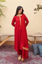 Classic Red Embroidered 3-Piece Suit